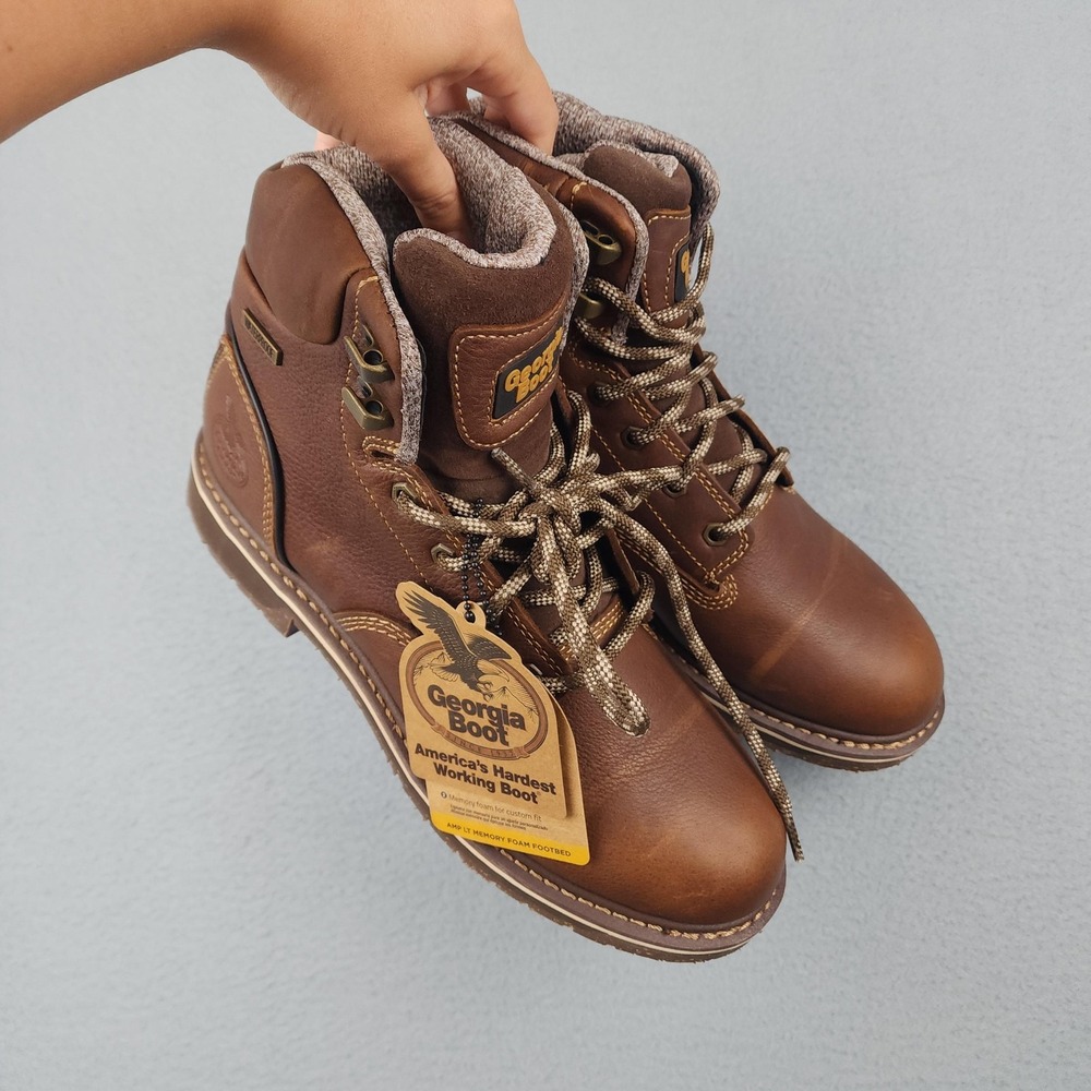 Georgia Boot Boots Womens Size 10 Brown Leather Waterproof Amp LT Ankle GB00514